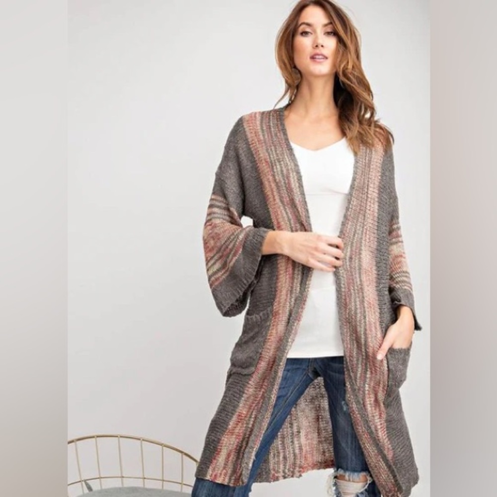 Easel Gray Open Cardigan New Condition M/L